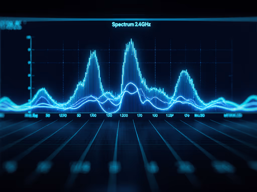 spectrum analyzer showing RF congestion levels during testing